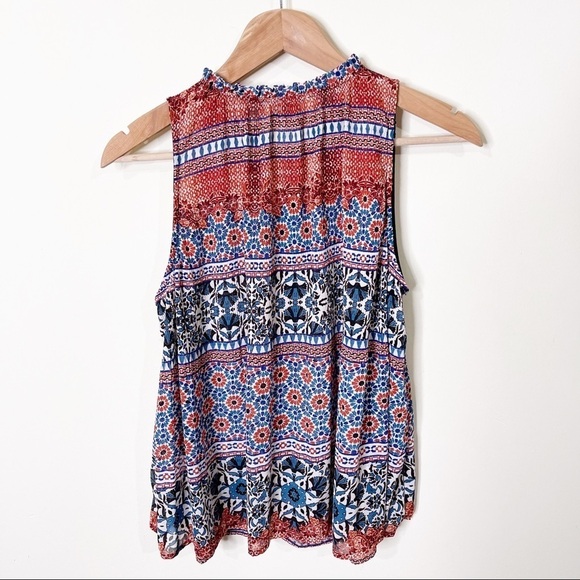 Greylin Revolve Floral Lace Up Ruffle Tank Top - Picture 6 of 6